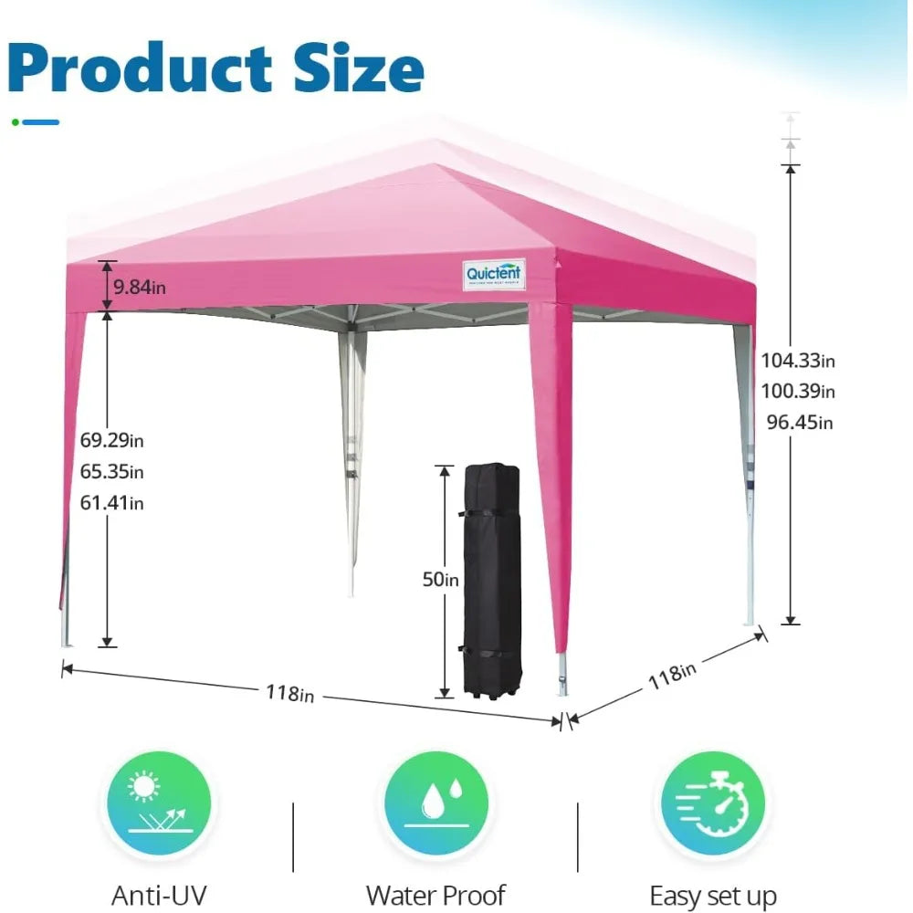 Easy Pop up Canopy Tent 10'x10' with 4 Detachable Window Sidewalls, One Person Setup, Waterproof Outdoor Portable Vendor Event
