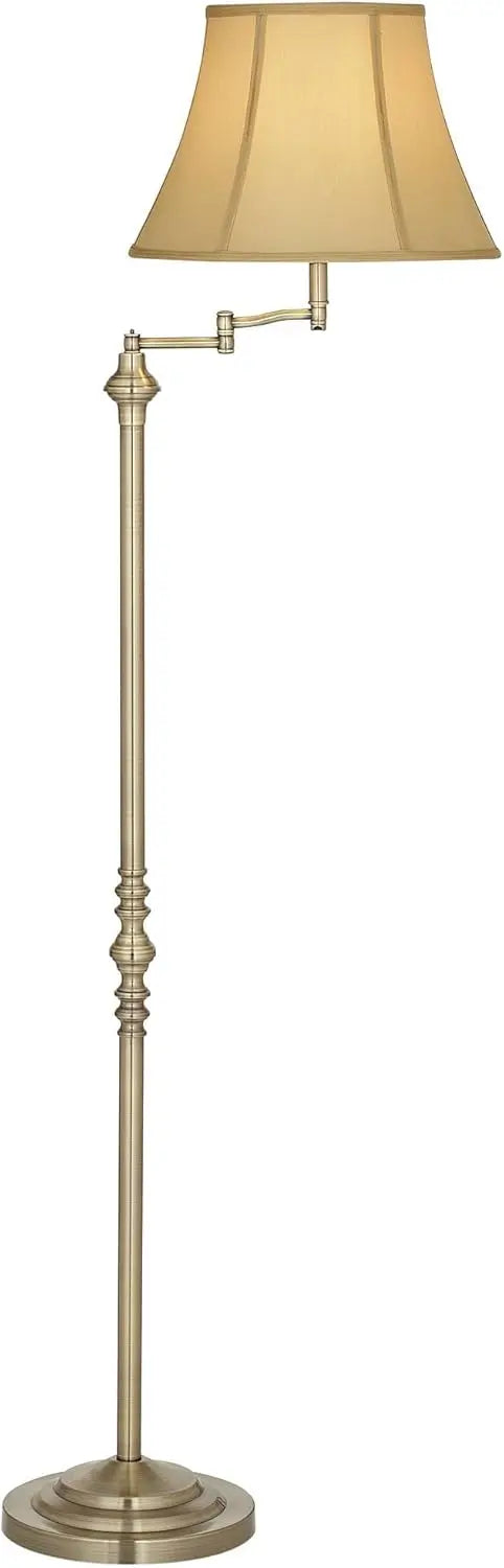 Regency Hill Montebello Traditional 60"" Tall Standing Floor Lamps Set Of 2 Lights Swing Arm Adjustable Gold Metal Antique