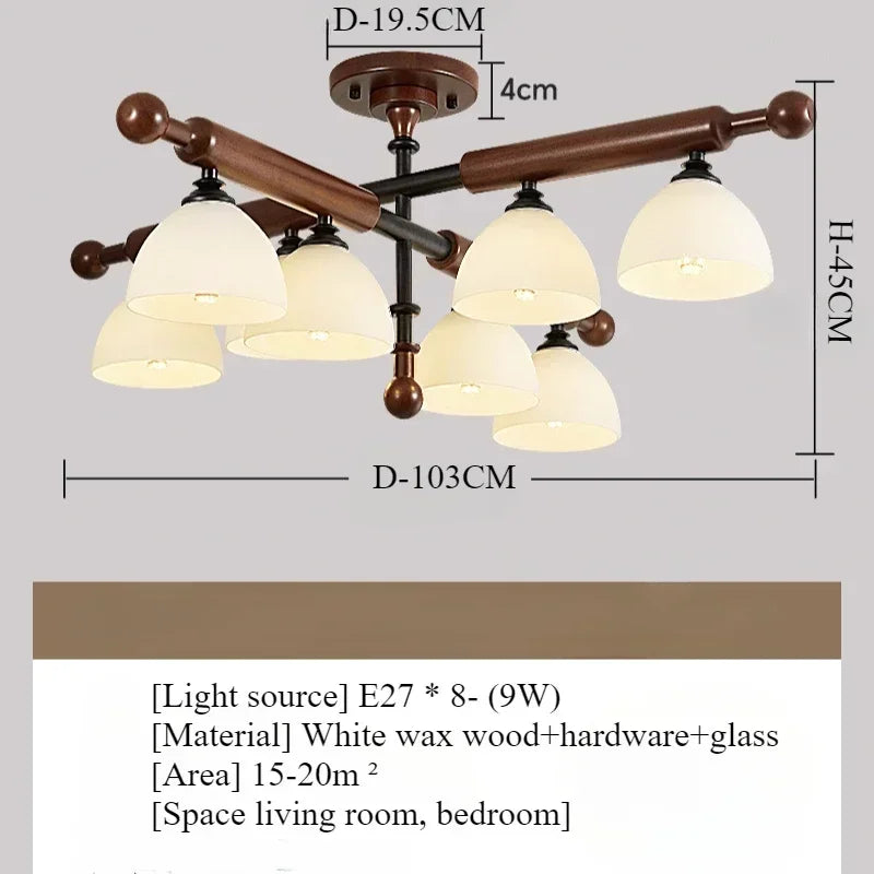 Retro Style Ceiling Light Wood Design Pendant Lights Home Decor Living Room Dining Table Bedroom Study Led Hanging Chandeleir