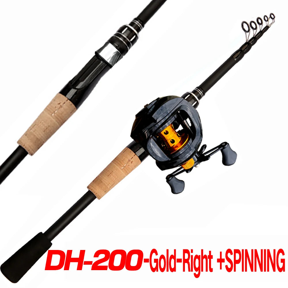 Fishing Rod Combo 1.5-2.4M Lure Fishing Rod and 7.2:1 High Speed Gear RatioMax 8kg Baitcasting Reel Fishing Tackle Pesca