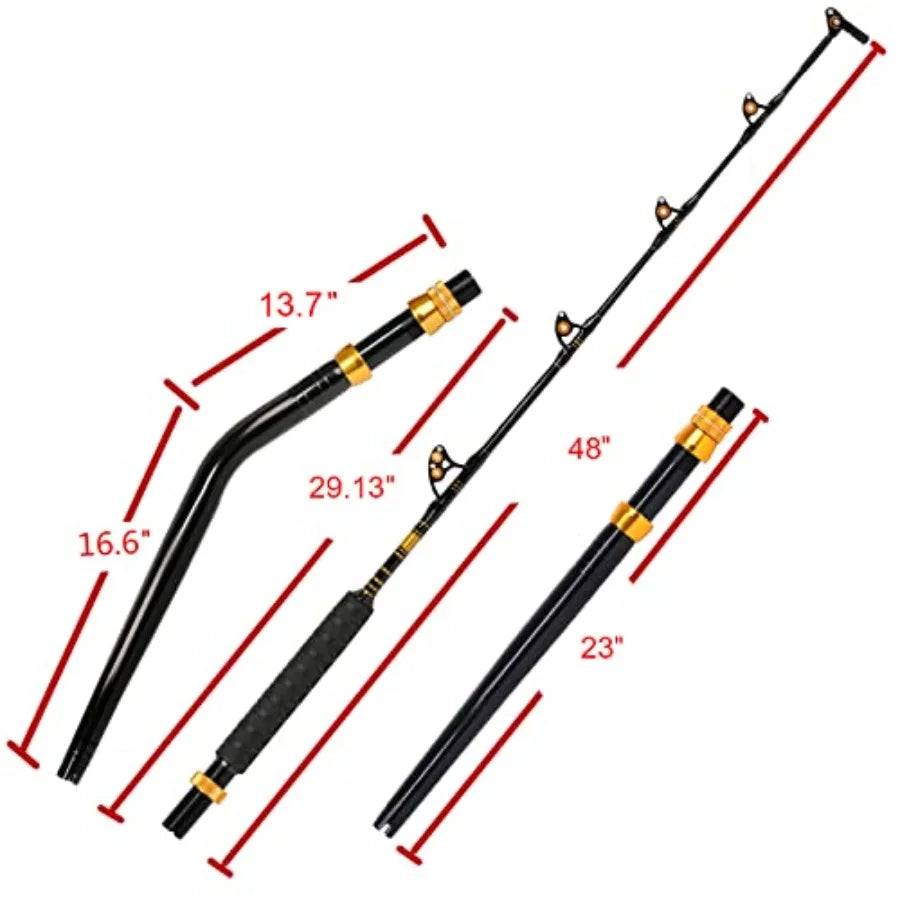 Bent Butt Fishing Rod 2Piece Saltwater Offshore Trolling Rod Big Game Roller Rod Conventional Boat Fishing Pole