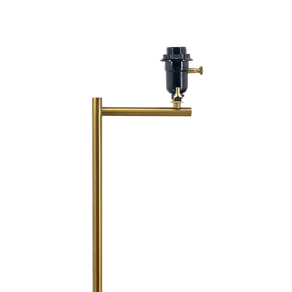 Zenith Offset Brass Base Floor Lamp with Drum-shaped Linen Shade Zenith Offset Brass Base Floor Lamp Drum-shaped Linen Shade