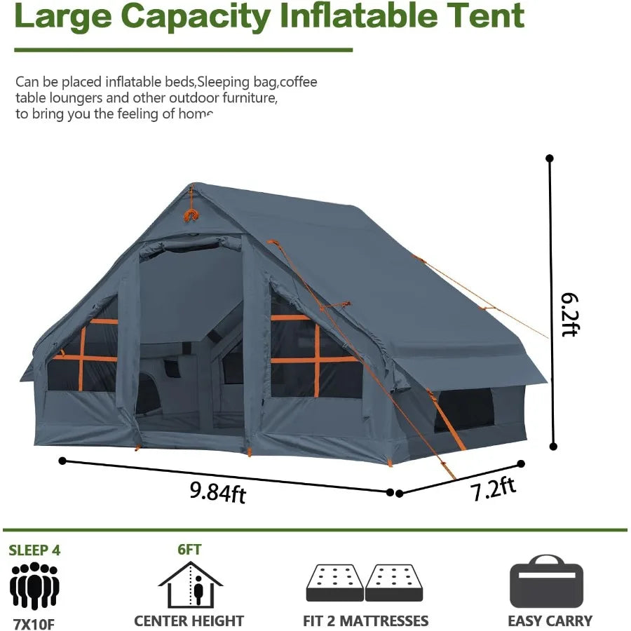 Inflatable Camping Tent 2 4 6 8 Person Glamping Inflatable Tents for Camping 2025 Update Zipper Door Easy Setup Blow Up Tents B