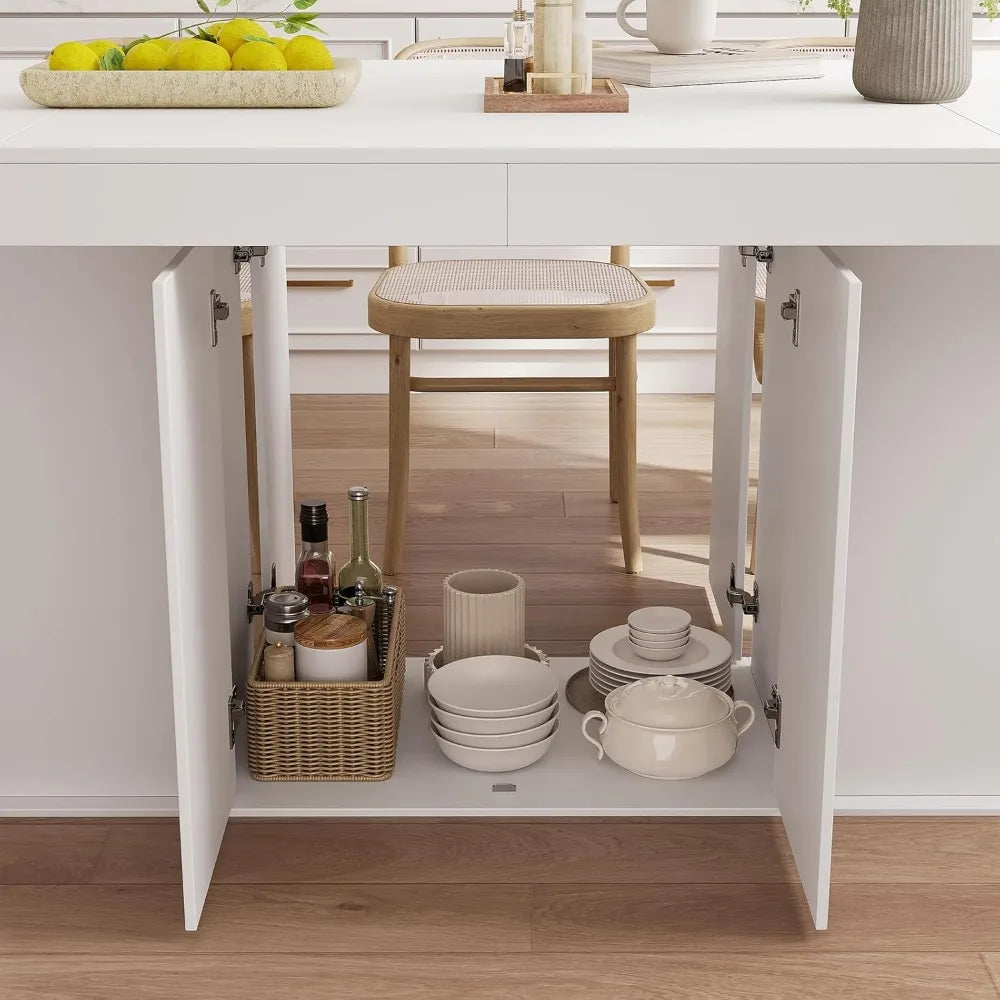 Counter Height Dining Table for 6-8 People, 78 Large Dining Room Table with Storage Cabinet, Rectangular Kitchen Table for Kitch