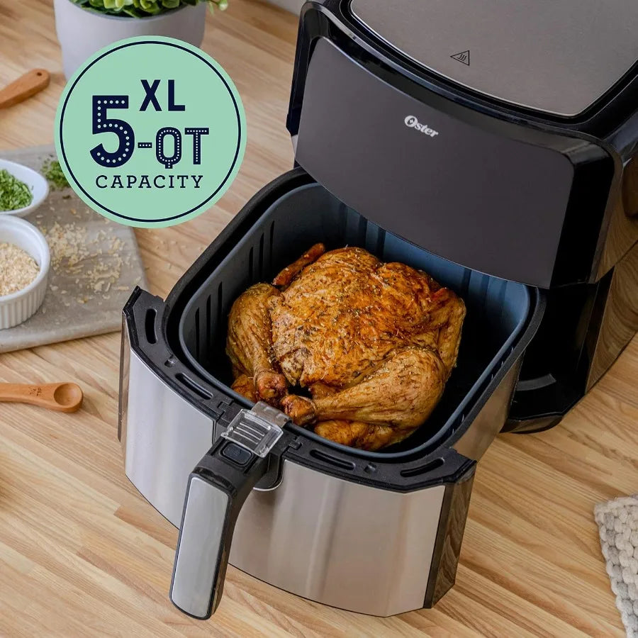 Nonstick XL 5 Quart Digital Air Fryer with 8 Functions and Digital Touchscreen for Healthy Cooking Ideal for Large Families and