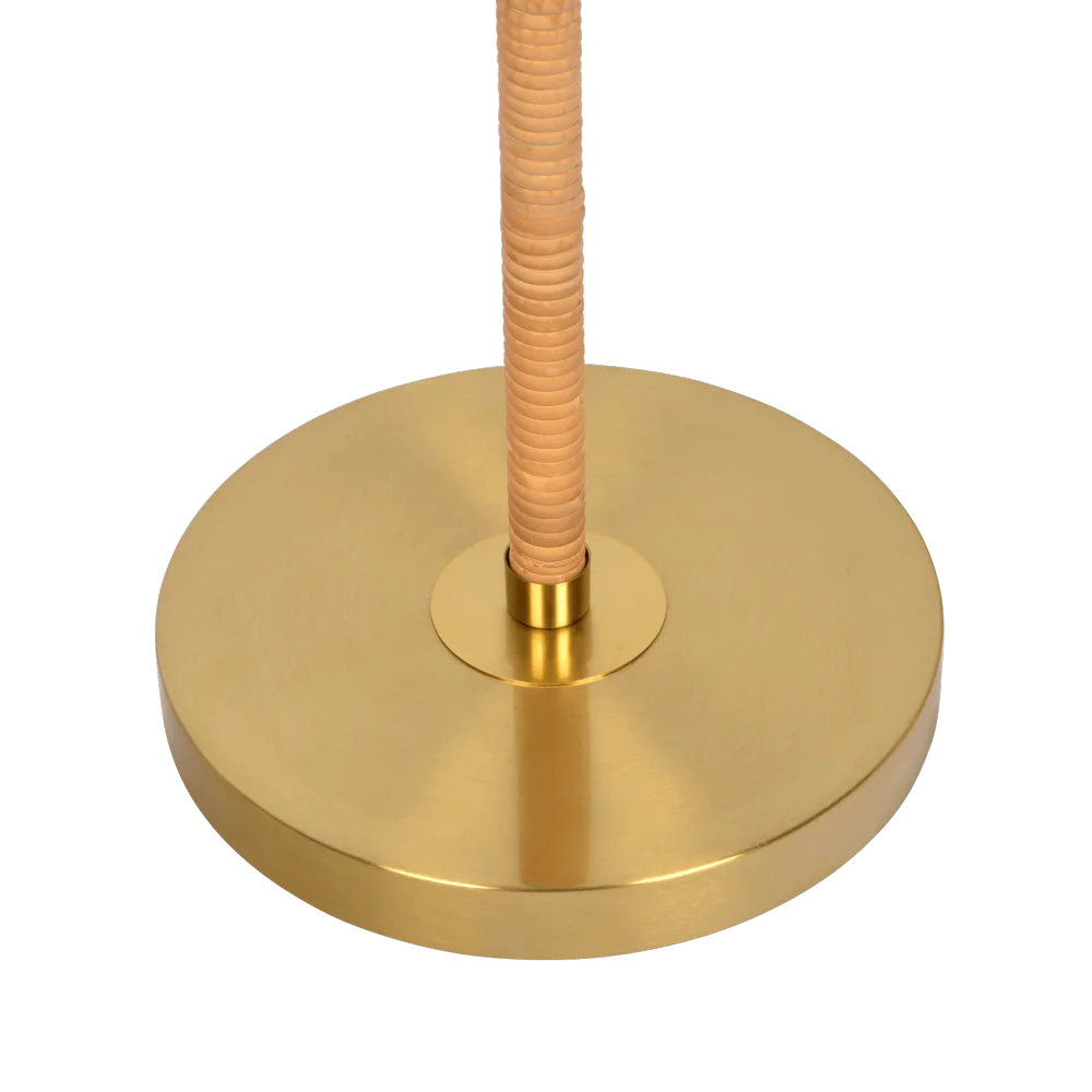 Allure 2-Light Floor Lamp Gold Brass Natural Rattan Tube Double on/Off Pull Chain