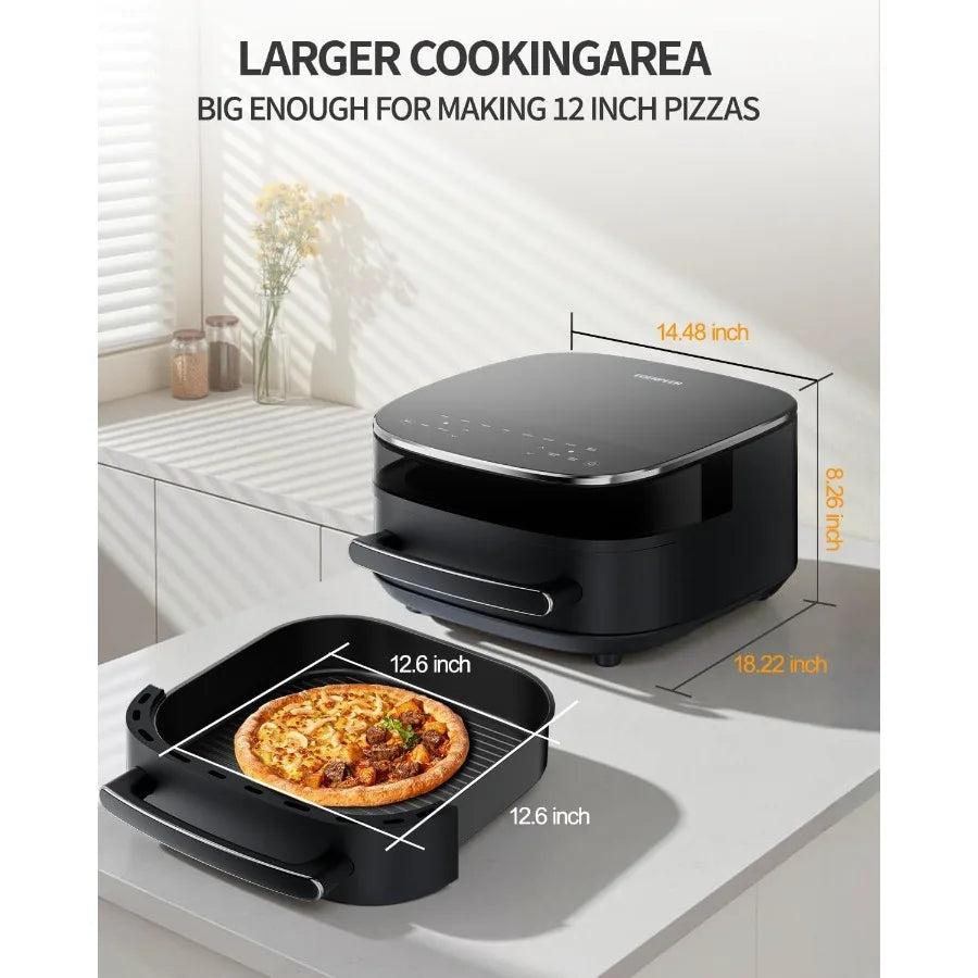 Extra Large 6 QT Air Fryer with 11IN1 Functionality and Advanced Dual Heat Source Technology for Superior Airflow Smart Digital