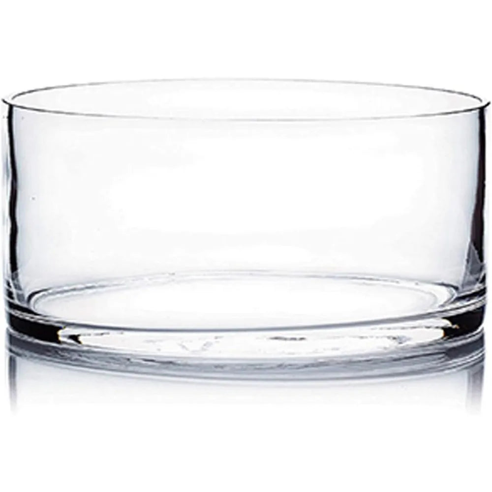 Bulk Clear Glass Cylinder Vases, 12 Open Width, 6 Height, Flat Pan Style, Ideal for Planters, Terrariums, and Wedding Floral Cen
