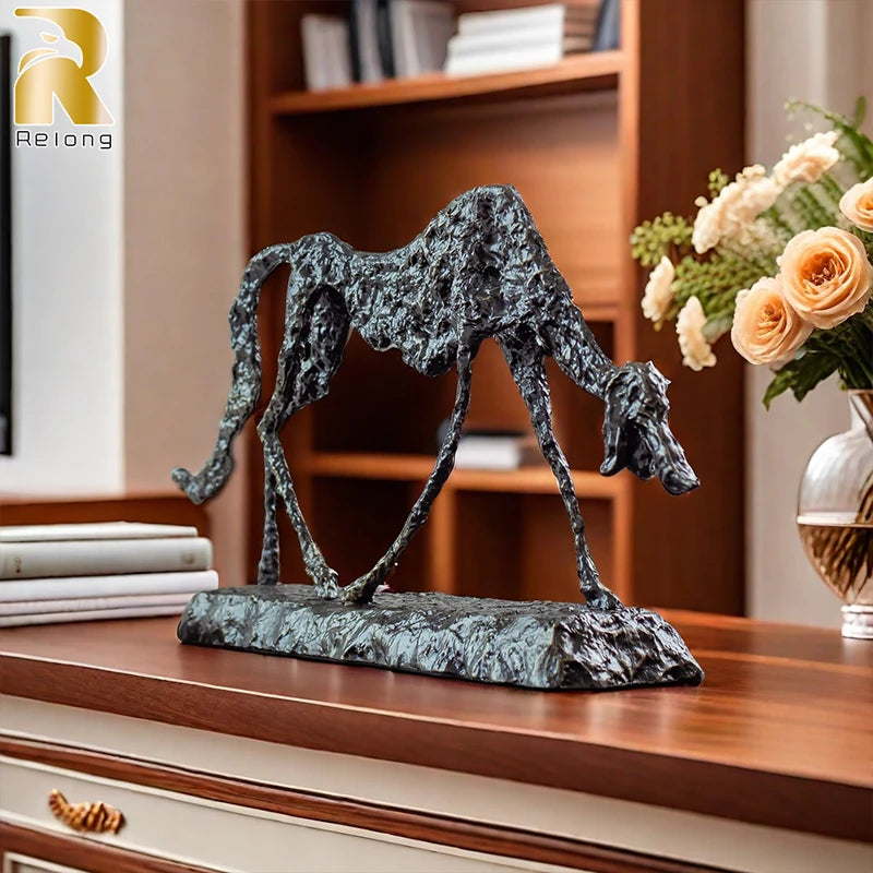 Giacometti Bronze Dog Statue Abstract Dog Sculpture Famous Replica Statuette Antique Art Crafts For Home Indoor Decor Collection