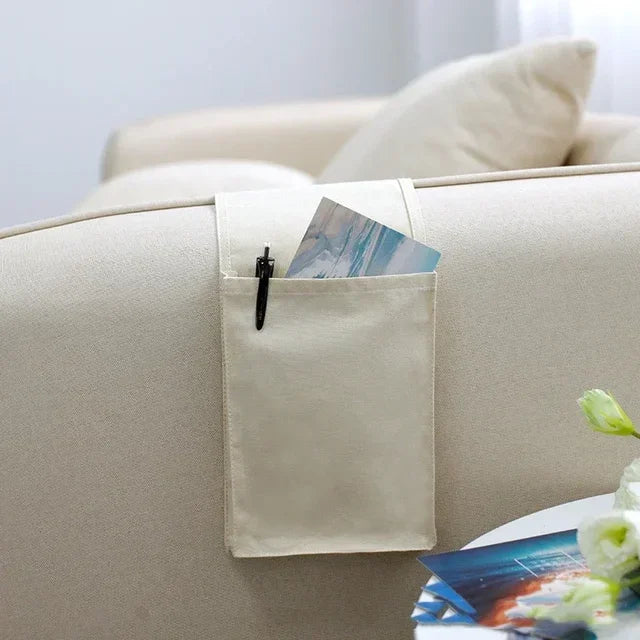 Cotton Linen Bedside Bag Organizer Bed Desk Sofa TV Control Hanging Holder Pockets