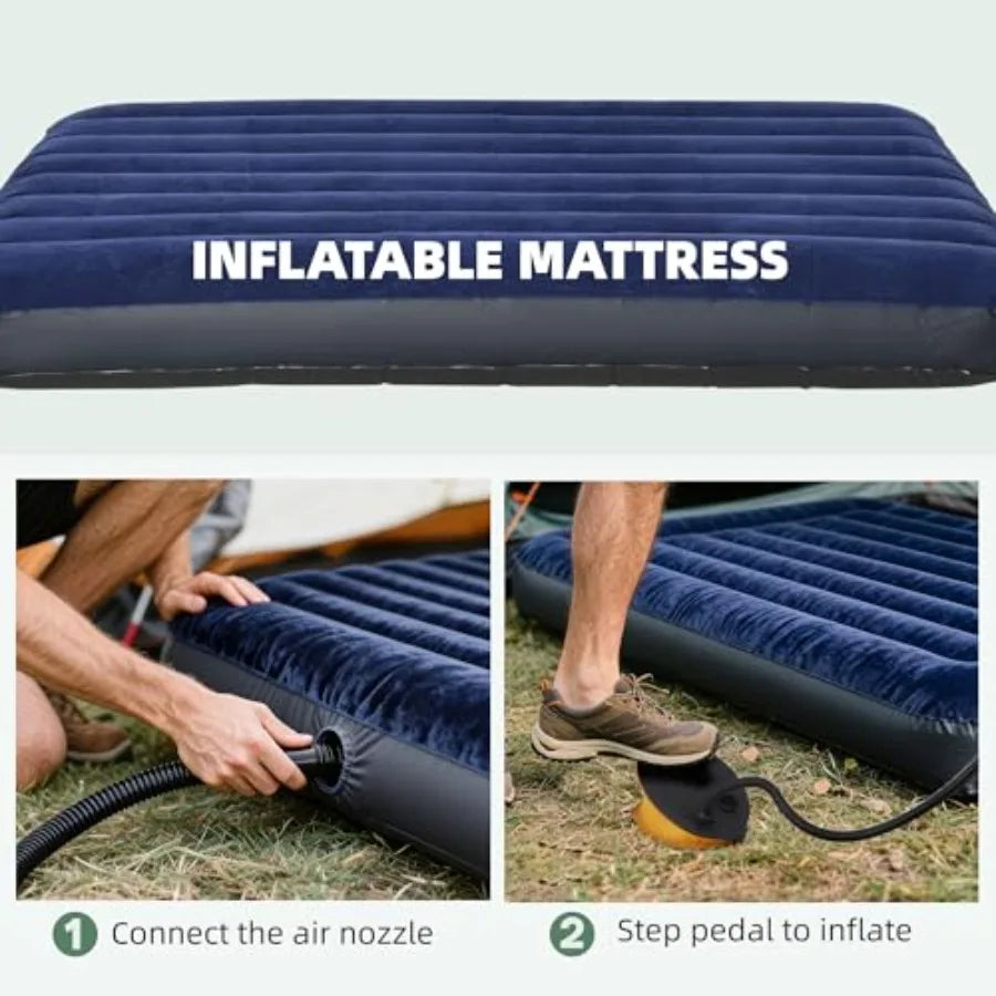 2Person Tent Cot 4in1 Folding Tent Combo with Air Mattress Foot Pump Carry Bag Off Ground Travel Cot for Camping Hiking Backpac