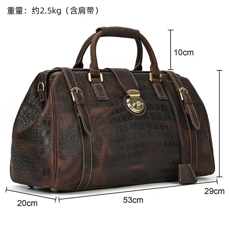 Retro Men's Travel Tote Shoulder Leisure Packing Cube Gym Travel Tote Outdoor Leather Bags Bolso De Viaje MHLXB