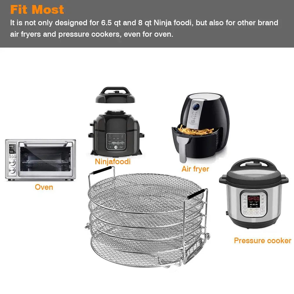 Grill Stand Air Fryer Five Layers Stackable Grill Food Stainless Steel Dehydrator Rack Home Kitchen Barbecue Rack Gadget Tools