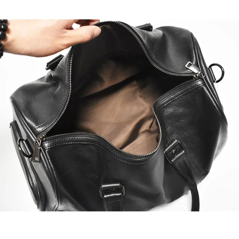 Business Men Shoulder Handbag Vintage Men's Travel Bag Luxury Genuine Leather Waterproof Large Capacity Hand Luggage Shoe Bags