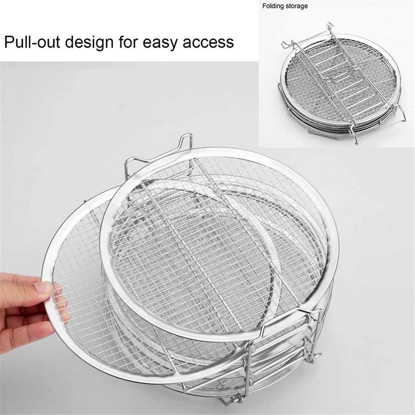 Grill Stand Air Fryer Five Layers Stackable Grill Food Stainless Steel Dehydrator Rack Home Kitchen Barbecue Rack Gadget Tools