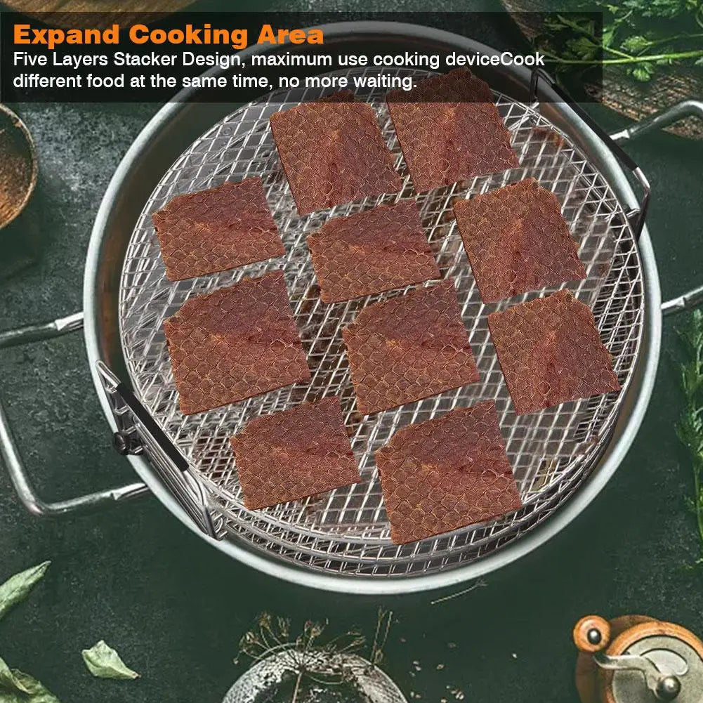 Grill Stand Air Fryer Five Layers Stackable Grill Food Stainless Steel Dehydrator Rack Home Kitchen Barbecue Rack Gadget Tools