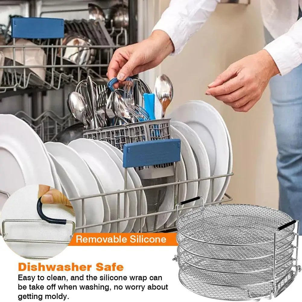 Grill Stand Air Fryer Five Layers Stackable Grill Food Stainless Steel Dehydrator Rack Home Kitchen Barbecue Rack Gadget Tools