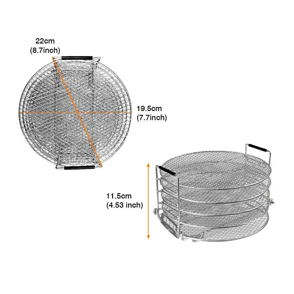 Grill Stand Air Fryer Five Layers Stackable Grill Food Stainless Steel Dehydrator Rack Home Kitchen Barbecue Rack Gadget Tools
