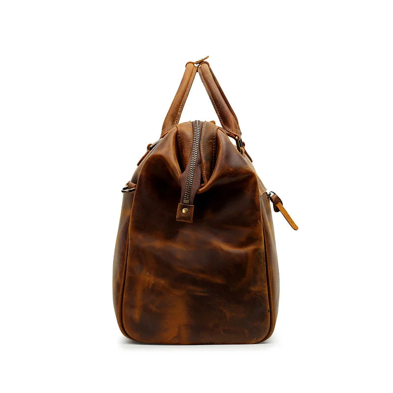 High End Leather Travel Bag Duffle Bags Large Size Luggage Bag Genuine Leather Bag For men male crazy horse leather bags