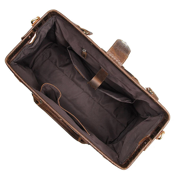 Luufan Mens Vintage Genuine Leather Travel Bag Alligator Pattern Capacity Crocodile Travel Duffle Carry On Luggage Overnight Bag