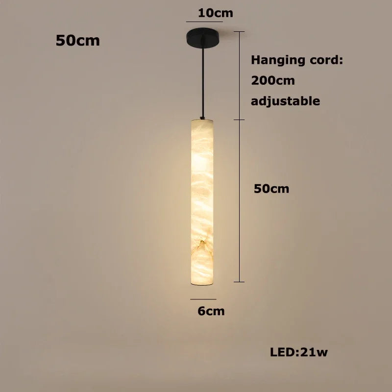 Dimmable LED Marble Linear Hanging Lamps LED Chandelier Lighting White Alabaster Suspension Luminaire Lampen For Dinning Room