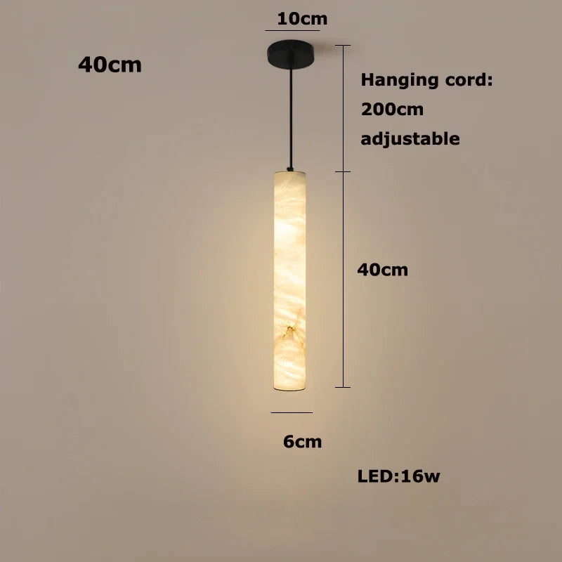 Dimmable LED Marble Linear Hanging Lamps LED Chandelier Lighting White Alabaster Suspension Luminaire Lampen For Dinning Room