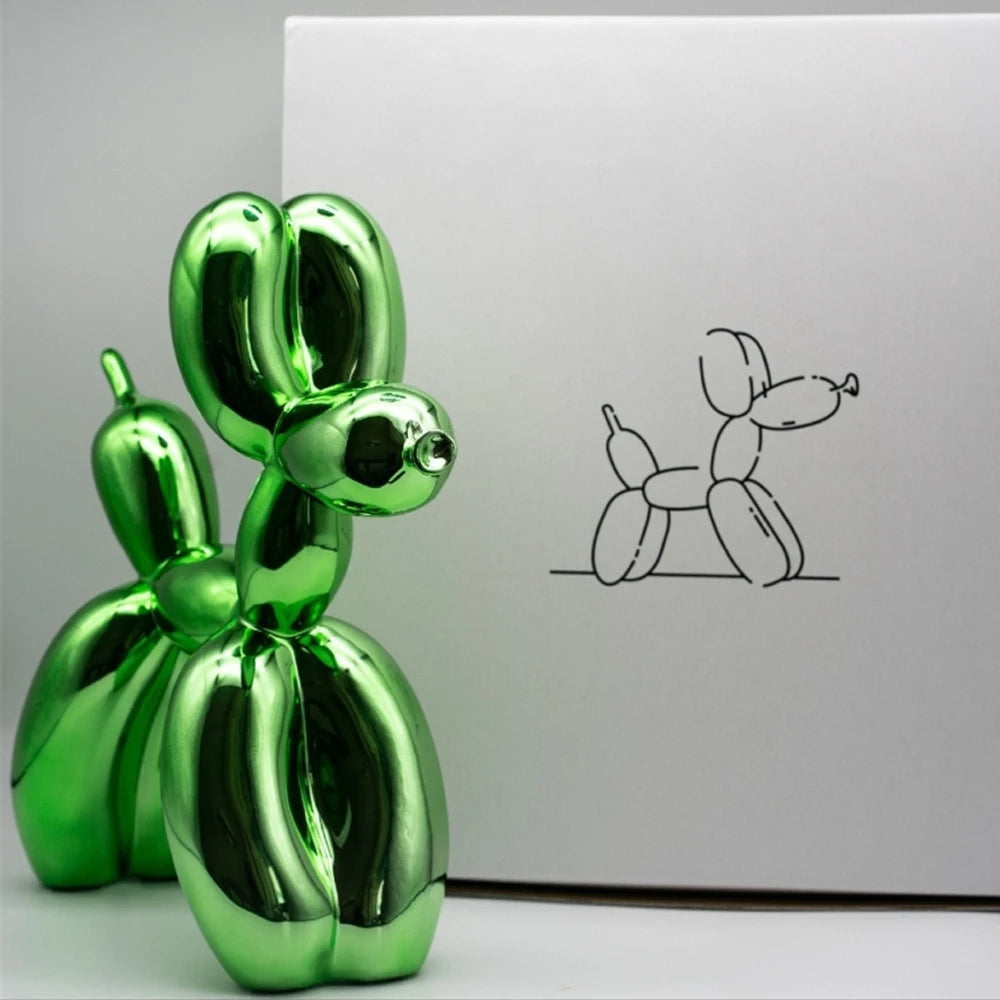 2 pcs/set 30cm Pattern Design Limited Edition Balloon Dog with Color Box, Plating Statue, Modern Art Sculpture, Home Decoration