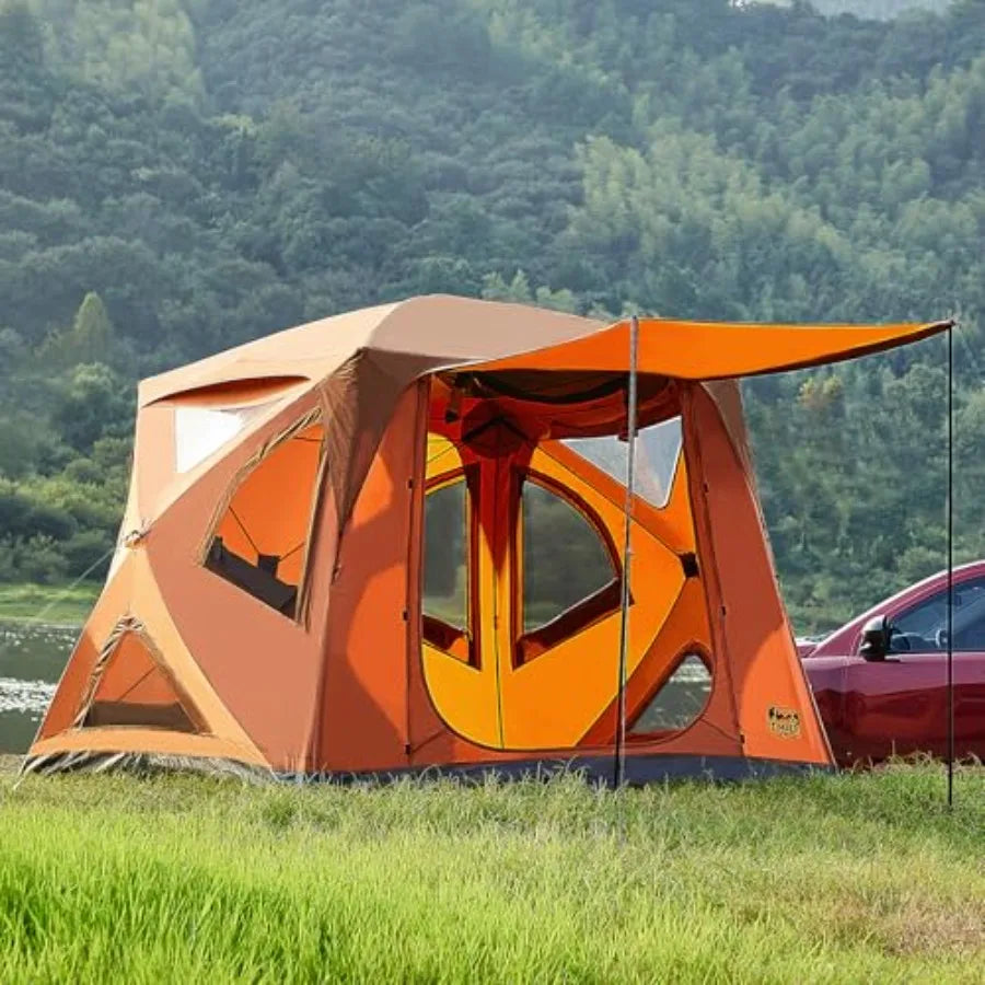 Instant Pop-Up Weather Resistant Camping Hub Tent for Outdoor Adventures: Easy 60 Second Set-Up Portable 4 Person Tent Ideal fo