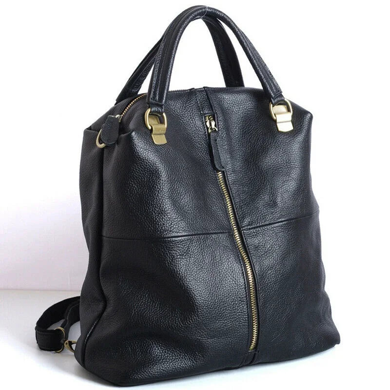 New Designer Cowhide Genuine Leather Women Backpack Women's Shoulder Bag Black Leather Handbags Travel Bag