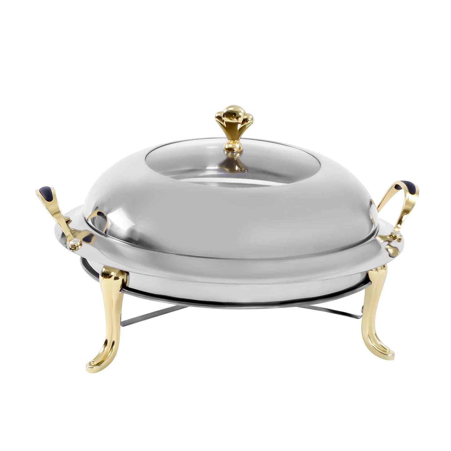 Chafing Dish Stainless Steel Round Durable Buffet Warmer  with Lid and Chafing Fuel Holder for Kitchen Party Dining