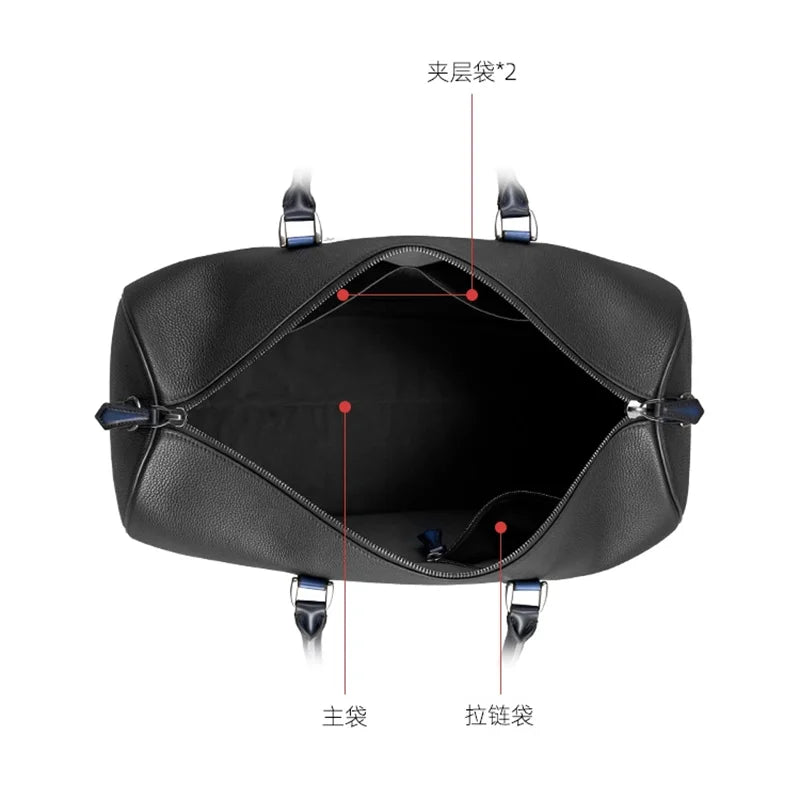 DIMY 2025 Men's High end Travel Bag Made of Genuine Leather Large Capacity Handheld Boston Bag Short Distance Business Travel