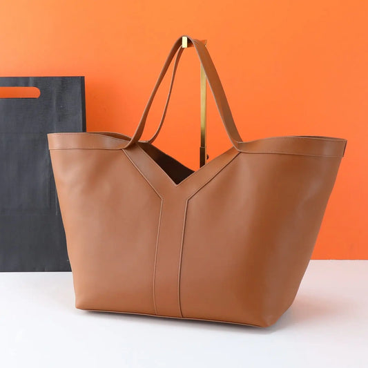 High-end Brand Genuine Leather Women's Tote Bag Retro Large Capacity Underarm Bag New Y Letter Design Versatile Shoulder Bag.YD