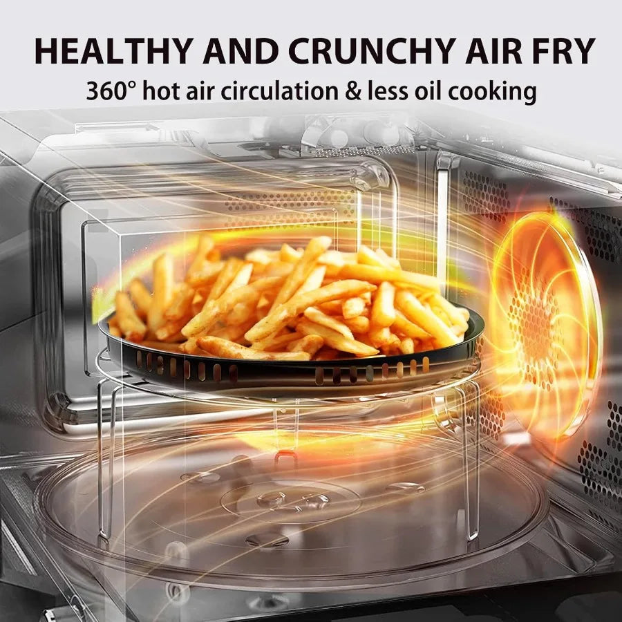 6-in-1 Inverter Countertop Microwave Oven with Healthy Air Fryer Combo for Home Kitchen: Features Air Frying Broiling Convectio
