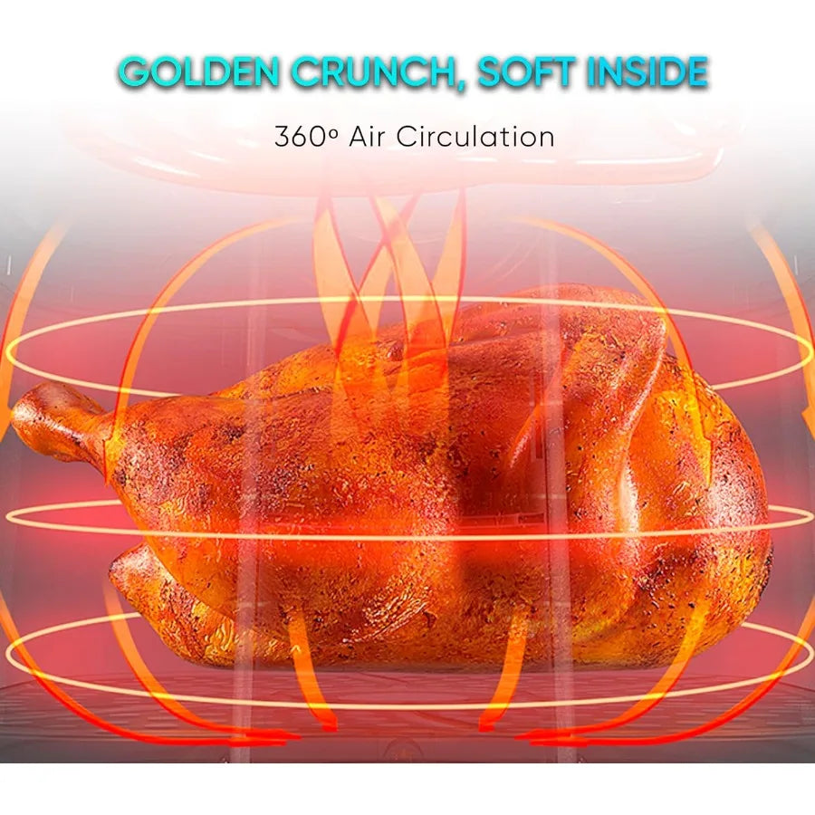 Glass Air Fryer 4.5 Quart NonToxic Basket for OilFree Frying Baking and Roasting in Home Kitchens LED Touch Panel Control with