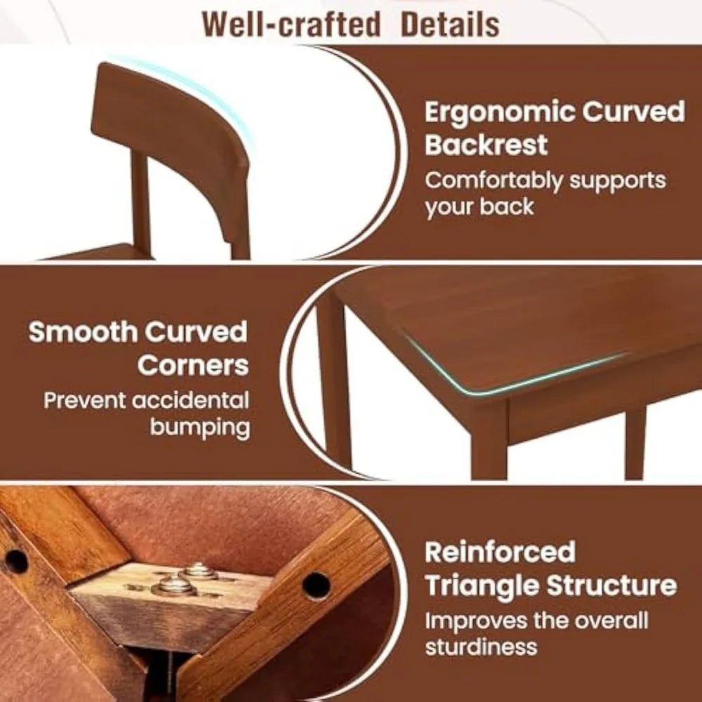 rectangular rubberwood dining set for 4 with 5 pieces including table and chairs for space-efficient kitchen