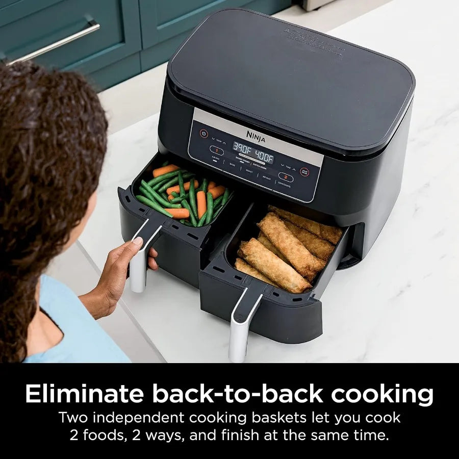 6Quart DualZone 2Basket Air Fryer for Simultaneous Cooking at Different Temperatures Ideal for Roasting Baking and Dehydrating
