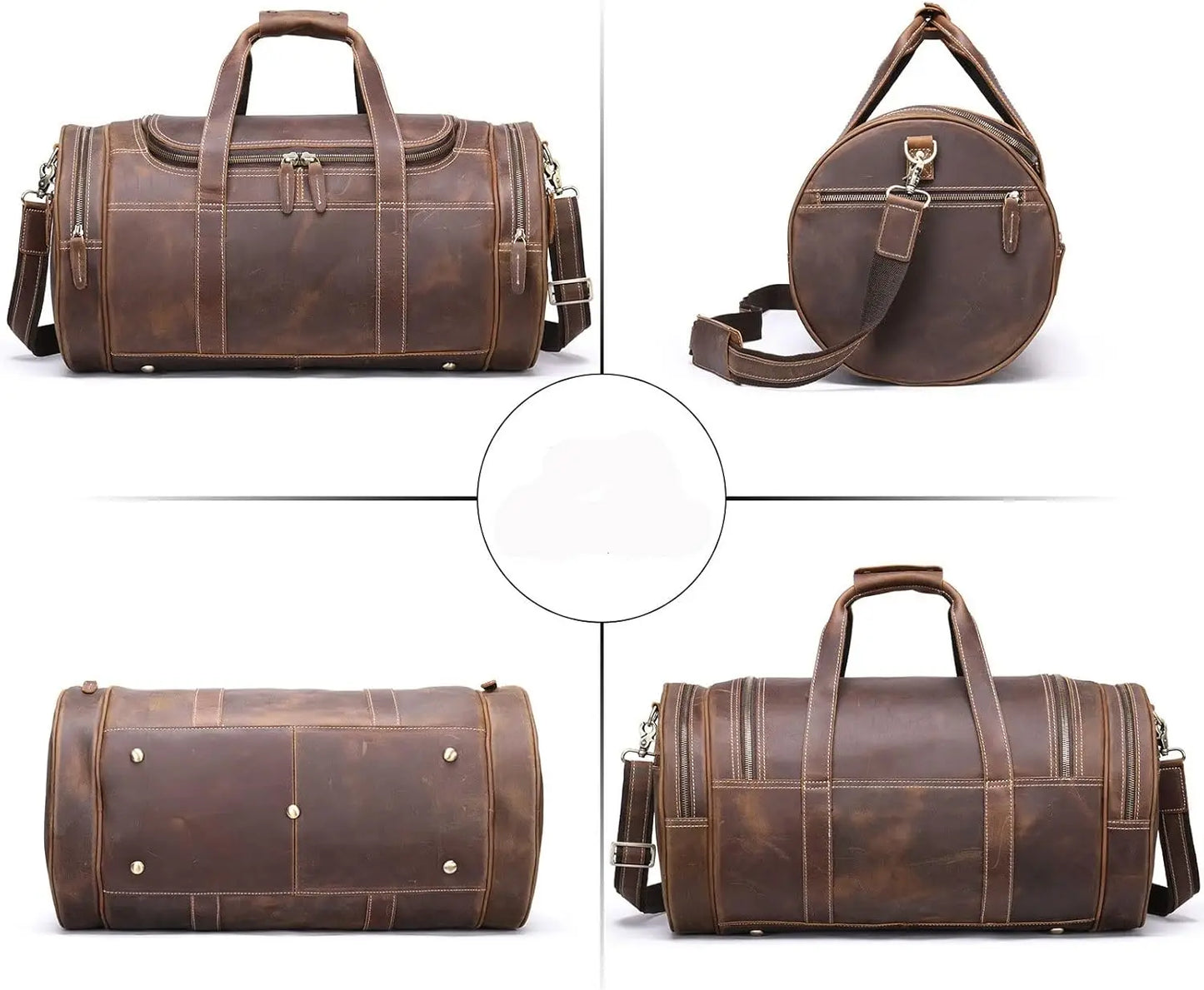 Leather Weekender Travel Bag, Duffel Bags for Men and Women, Weekend for Family Vacations