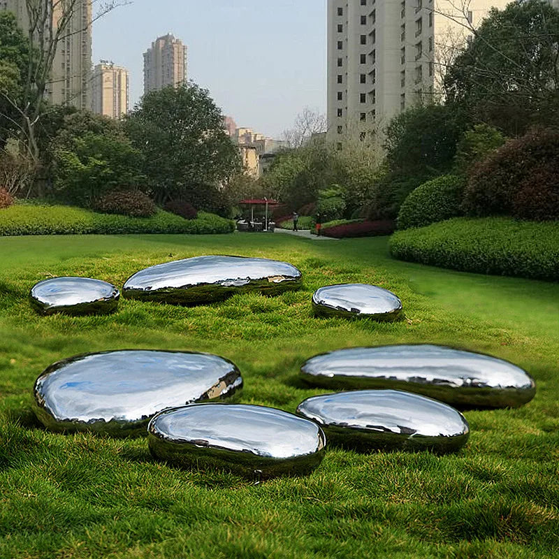 Park Landscape Stainless Steel pebble Mirror Sculpture, Large Sculptur, Outdoor Furnishing, Sculpture, Manufacturers, Make