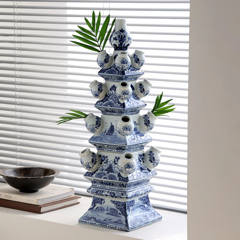 Ceramic Figurines Living Room Aesthetic Sculptures Interior Floor Decoration Art Flower Arrangement Vase Luxury Home Ornaments