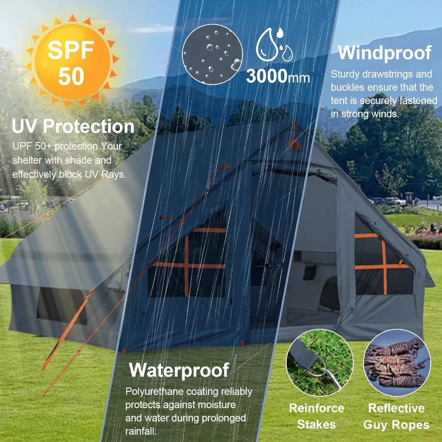 Inflatable Camping Tent 2 4 6 8 Person Glamping Inflatable Tents for Camping 2025 Update Zipper Door Easy Setup Blow Up Tents B