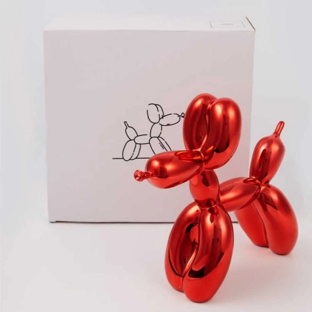 2 pcs/set 30cm Pattern Design Limited Edition Balloon Dog with Color Box, Plating Statue, Modern Art Sculpture, Home Decoration