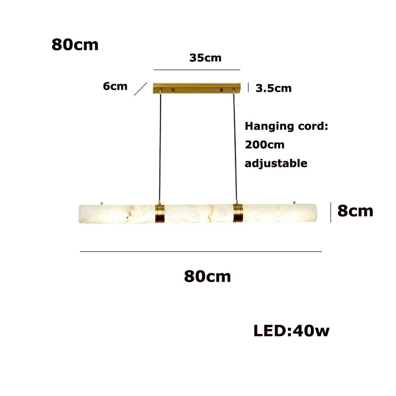 Dimmable LED Marble Linear Hanging Lamps LED Chandelier Lighting White Alabaster Suspension Luminaire Lampen For Dinning Room