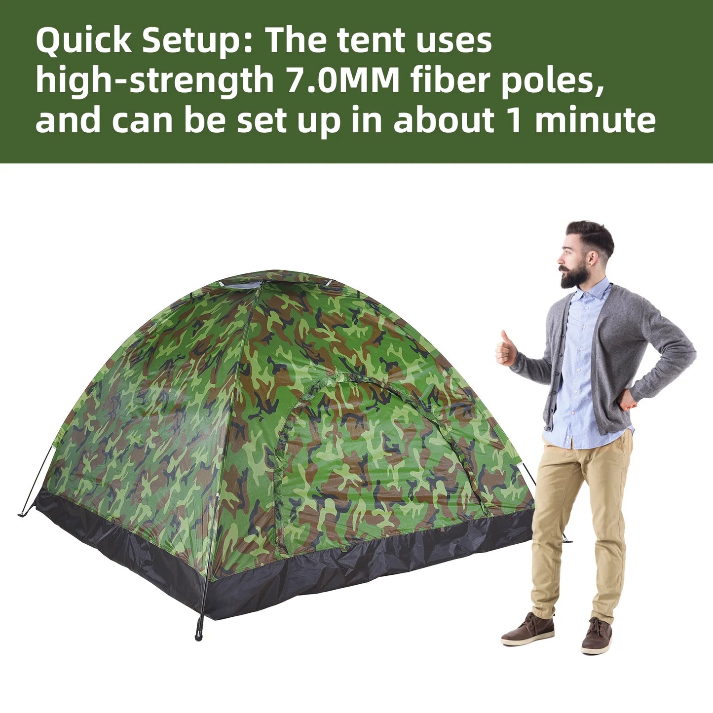 Tent for Camping 3-4 Person Capacity Waterproof Camouflage Dome Tent UV Protection Mosquito Net Easy Setup Family Tents