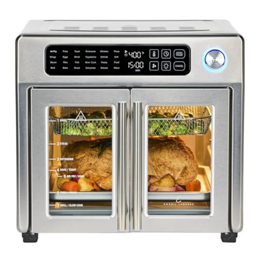 Extra Large French Door Air Fryer Toaster Oven Combo with 24 Cooking Functions and Digital Controls Ideal for Baking Roasting A