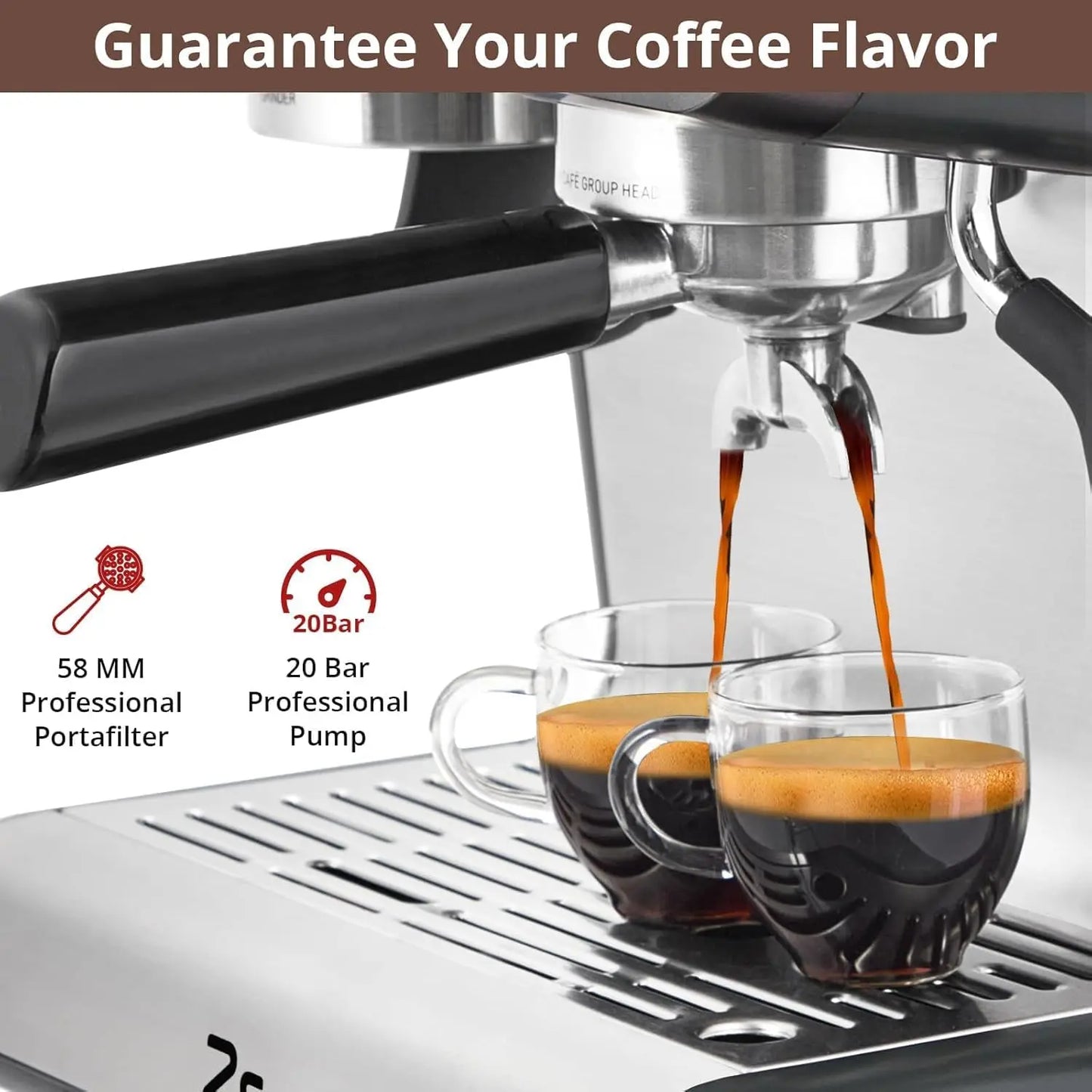 Coffee Machine, Espresso Machine With Grinder, Milk Frother Wand, 1450W/20 Bar Professional Coffee Machine, Professional Barista