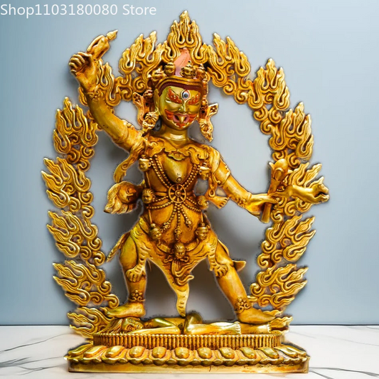 21cm Copper gilding carving Ekajati buddha statue Tibet buddhism Nyingma Dharma God sculpture