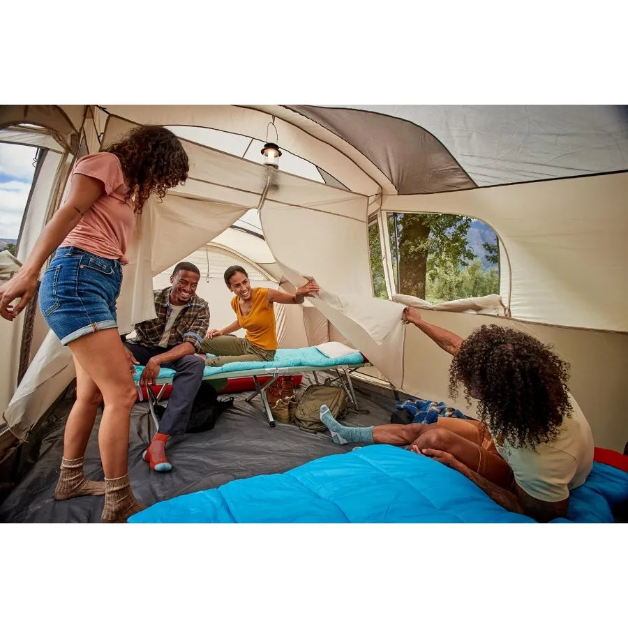 10-Person Camping Tent with Rainfly and Room Divider Spacious Weatherproof Family Tent with Carry Bag