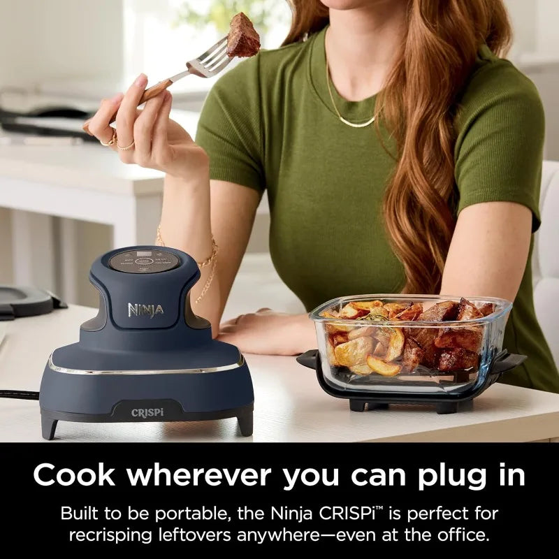 Ninja Crispi Air Fryer, Microwave, 4 QT & 6 Cup Glass Containers with Storage Lids, Air Fry, Bake, & More, Grey, FN101CGY