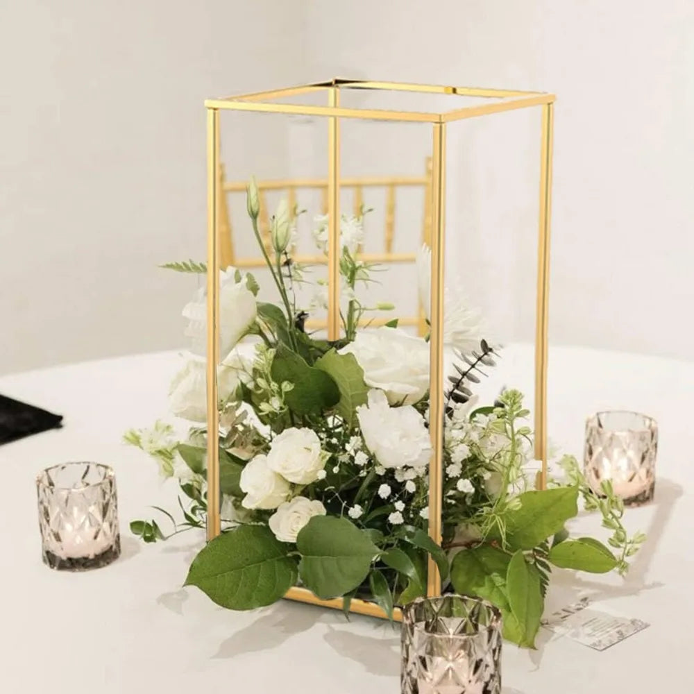 15.7 Inch Gold Wedding Table Centerpieces, Elegant Flower Vases for Wedding Table Decor, Anniversary Parties, and Home Decoratio
