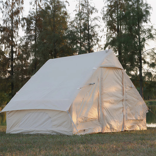 Inflatable Tent 4 Season Portable Glamping Tent with Hand Pump Air Family Tunnel Tent Oxford Fabric 4-6 Person House
